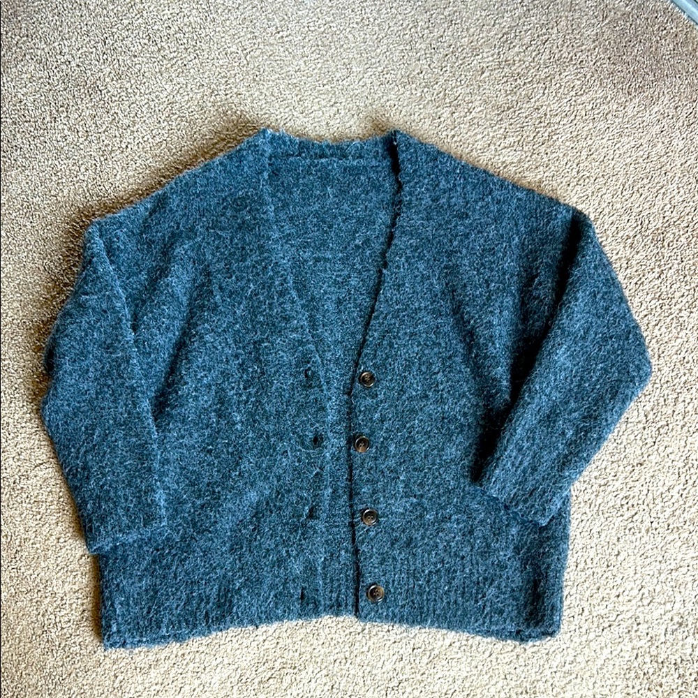 Vintage Japanese Blue Button-Up Cardigan